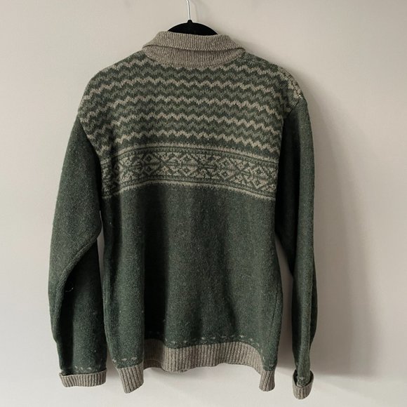 Vintage Huntington Ridge Zip Up Sweater Collared Wool Casual Green Gray Small - Picture 3 of 7
